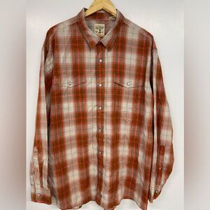 RedHead Faux Pearl Snap-Front Plaid Long-Sleeve Shirt. Size 2XL